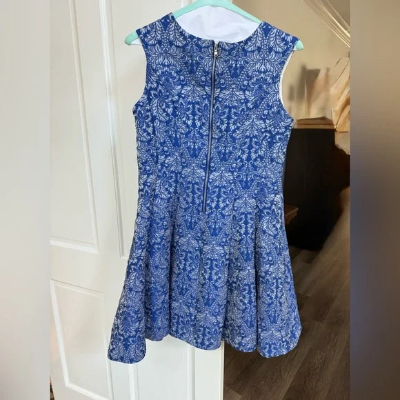 Betsey Johnson Blue and White Patterned Dress - Picture 2 of 4